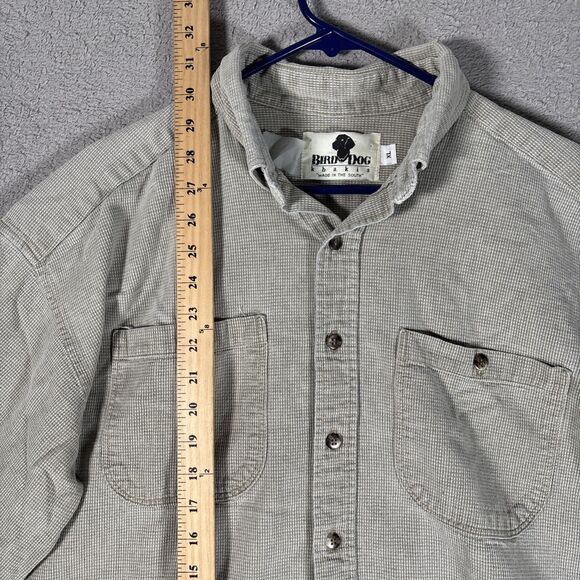 Vintage Bird Dog Khakis Shirt Mens Size XL Shacket Flannel Taupe Camping Outdoor - Picture 7 of 13